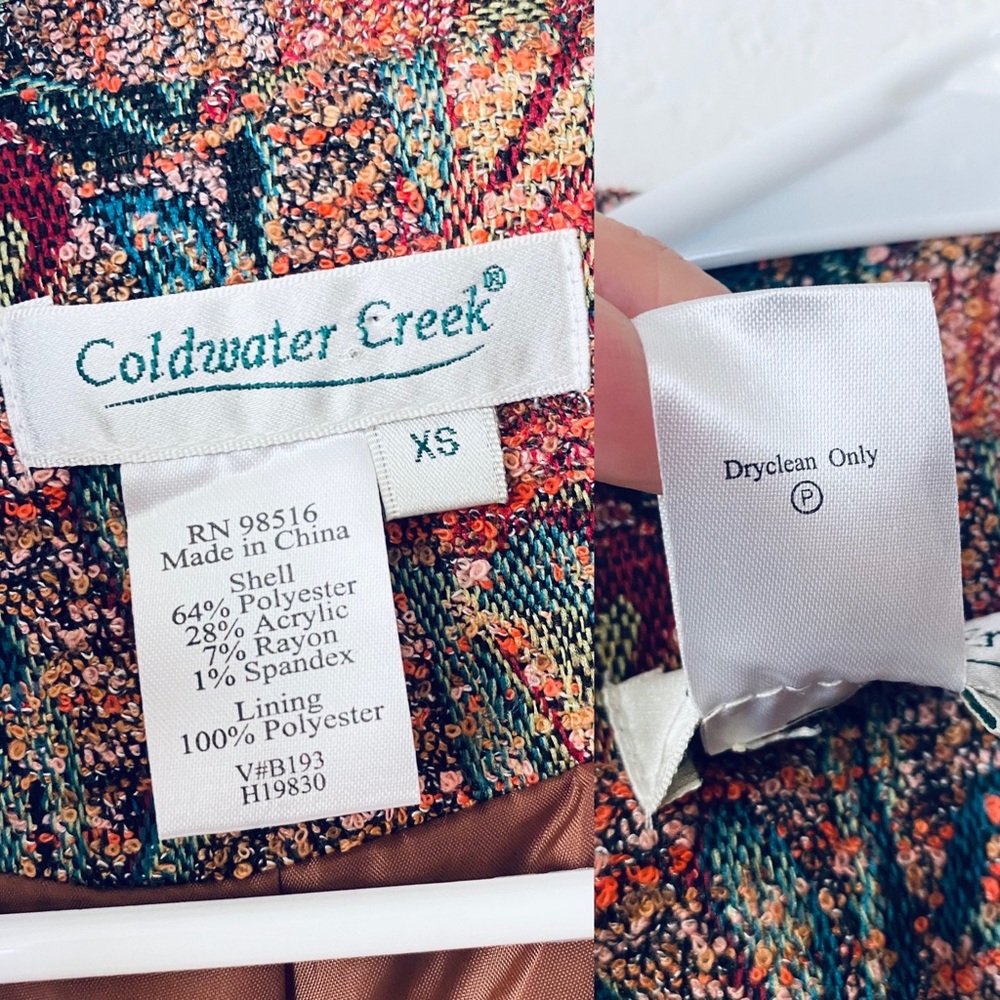 Coldwater Creek XS Floral Tapestry Mock Neck Open Front Cottagecore Jacket - Picture 7 of 7
